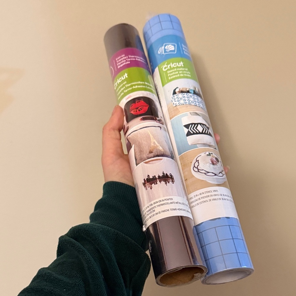 Cricut Adhesive Vinyl Rolls in Black and Light Blue Grid